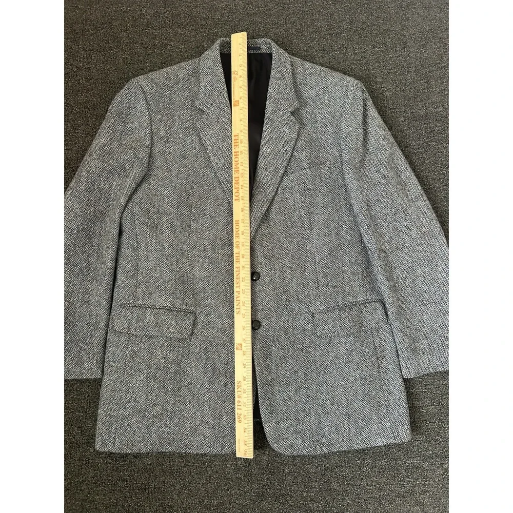 Harris Tweed Blazer Grey Mens 46 Long Herringbone Pure New Wool Sport Coat Dress